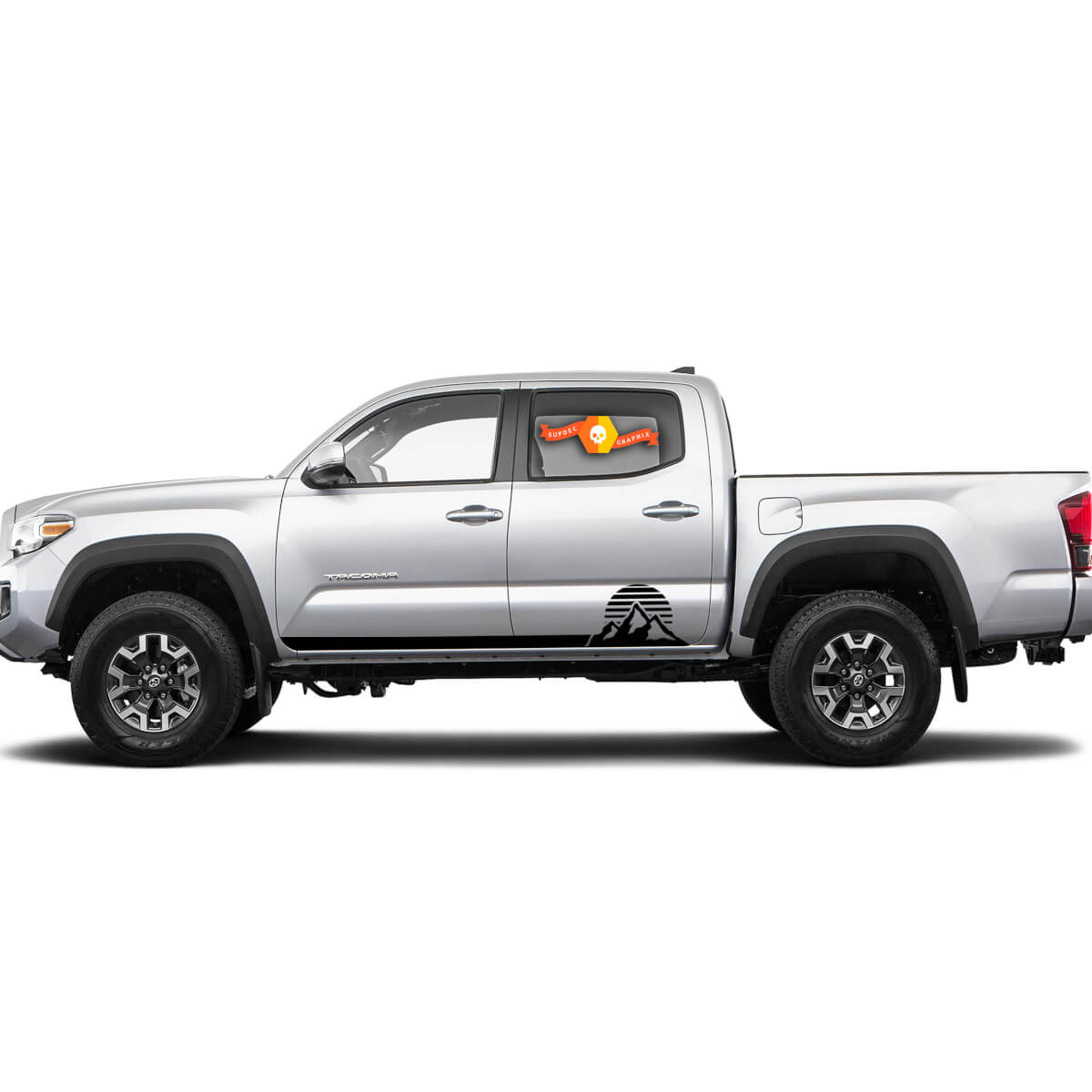 Paire de rayures pour Tacoma côté lune soleil lever du soleil panneau à bascule autocollants en vinyle adapté à Toyota Tacoma TRD hors route Pro Sport
