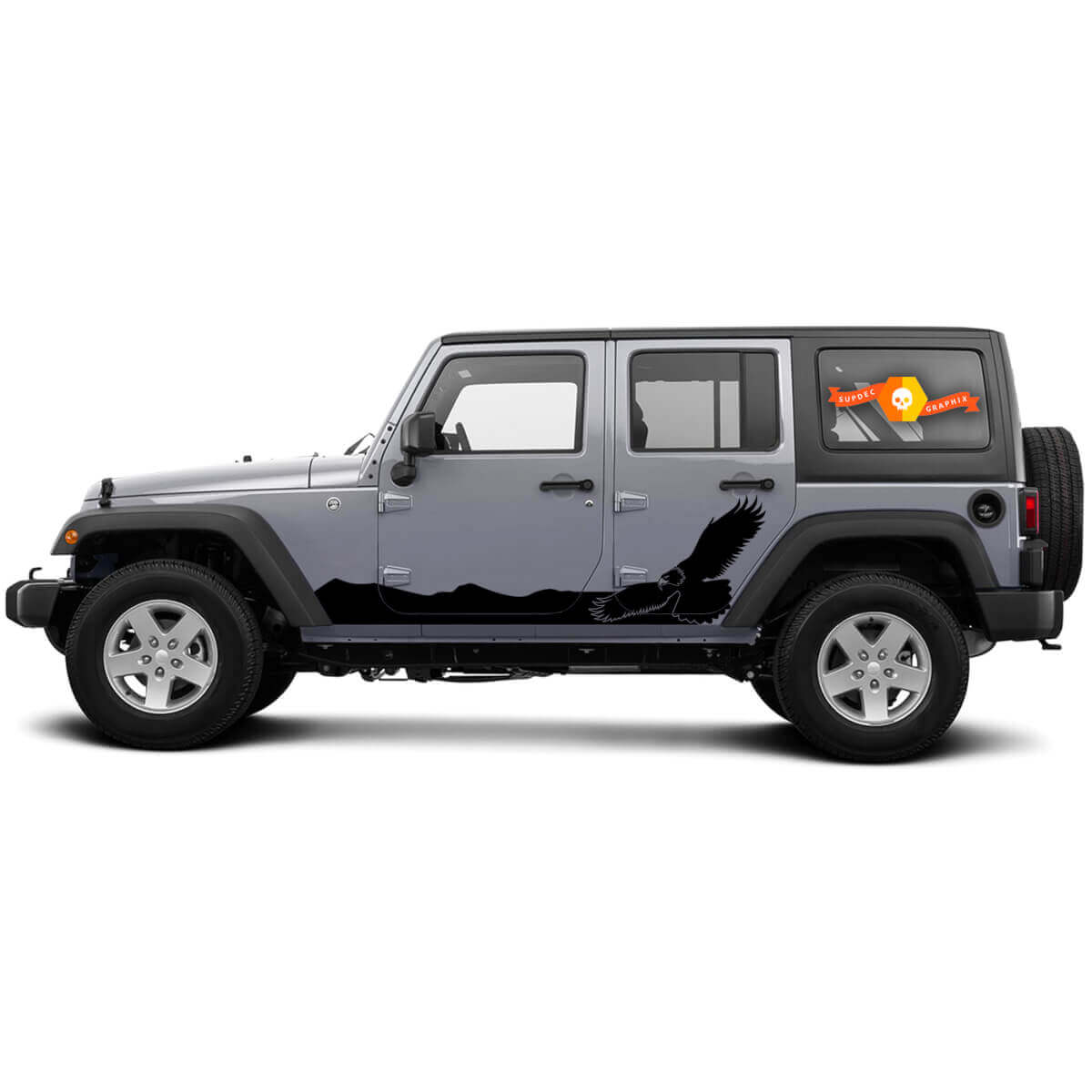 2 Side Jeep Wrangler Bald Eagle Hawk Side Rocker Panel Side Vinyl Stickers Graphics Sticker
