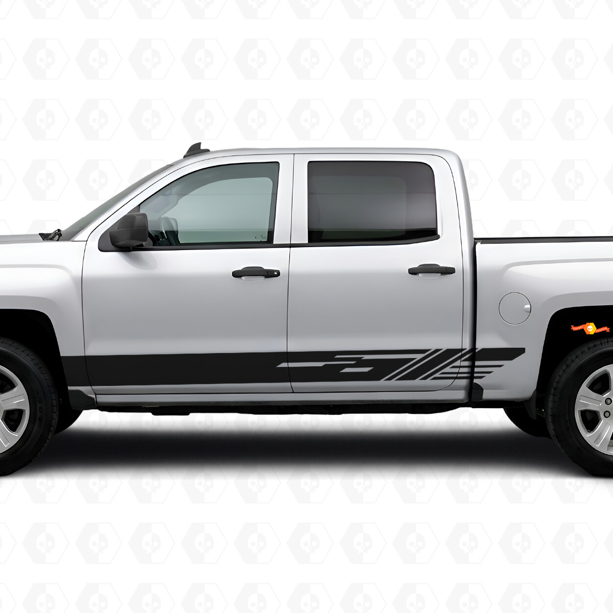 Bandes vinyles diagonales pour porte et bas de caisse pour Chevrolet Silverado 1500 K2XX 2014-2019