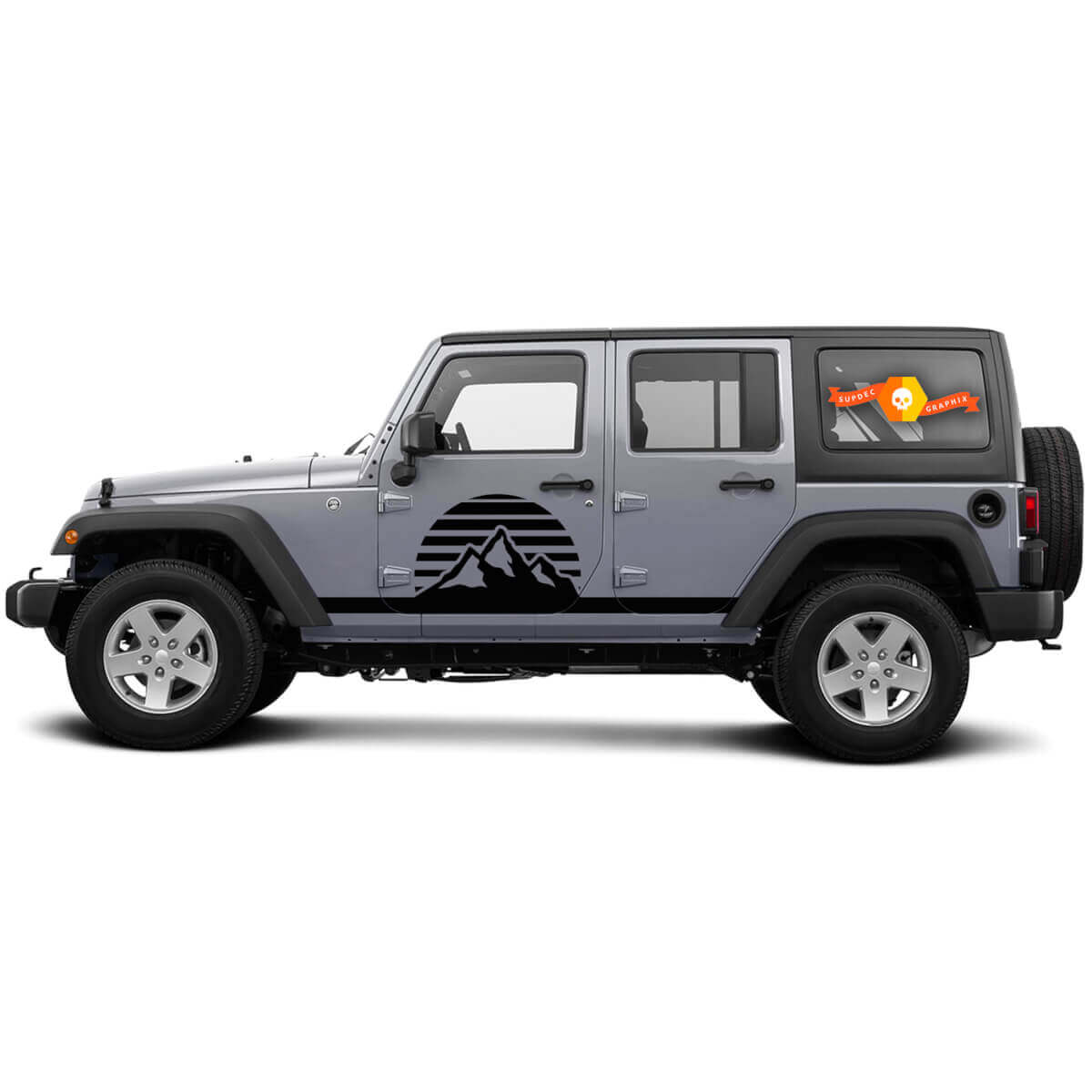 Kit d'autocollants vinyle pour porte latérale Mountain Sunrise pour Jeep Wrangler