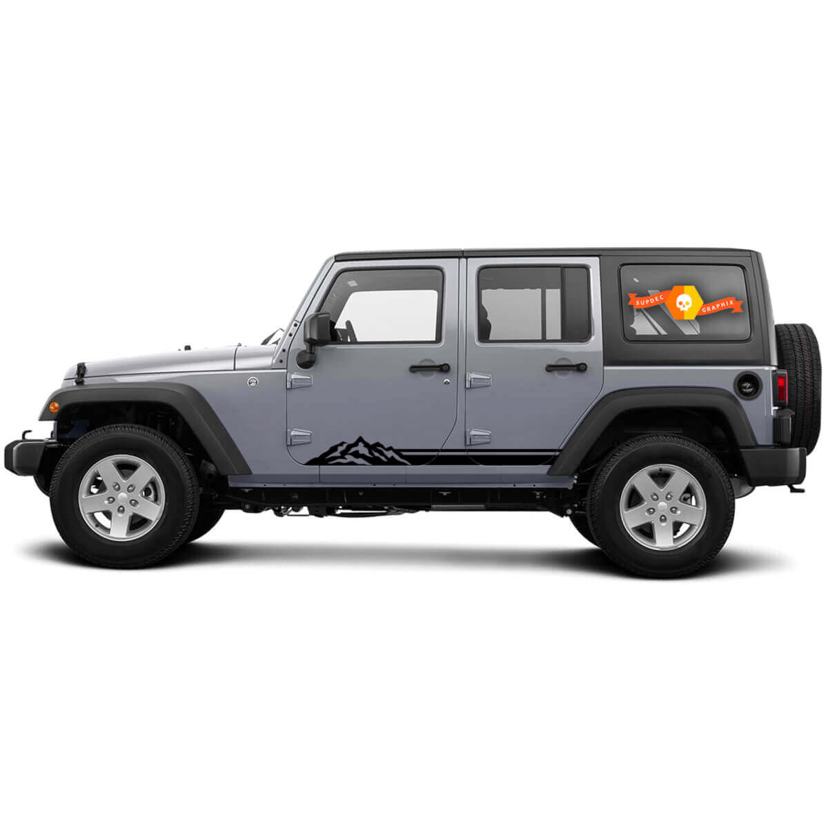 2 Side Jeep Wrangler Lines Mountain Rocker Panel Side Vinyl Stickers Graphics Sticker
