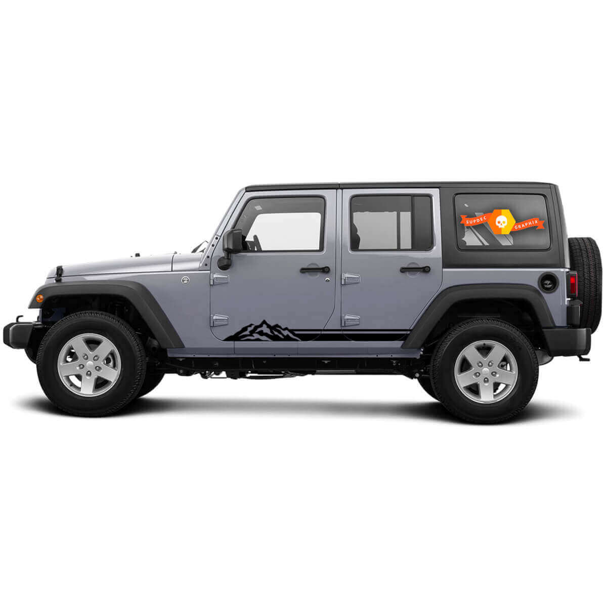 Autocollants Vinyle pour Bas de Caisse Mountain Rocker pour Jeep Wrangler CJ TJ JK JKU JL JLU