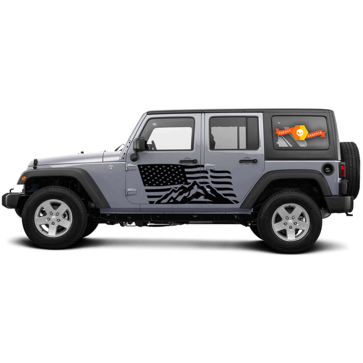 Autocollants Vinyle Drapeau USA Montagne pour Jeep Wrangler CJ TJ JK JKU JL JLU