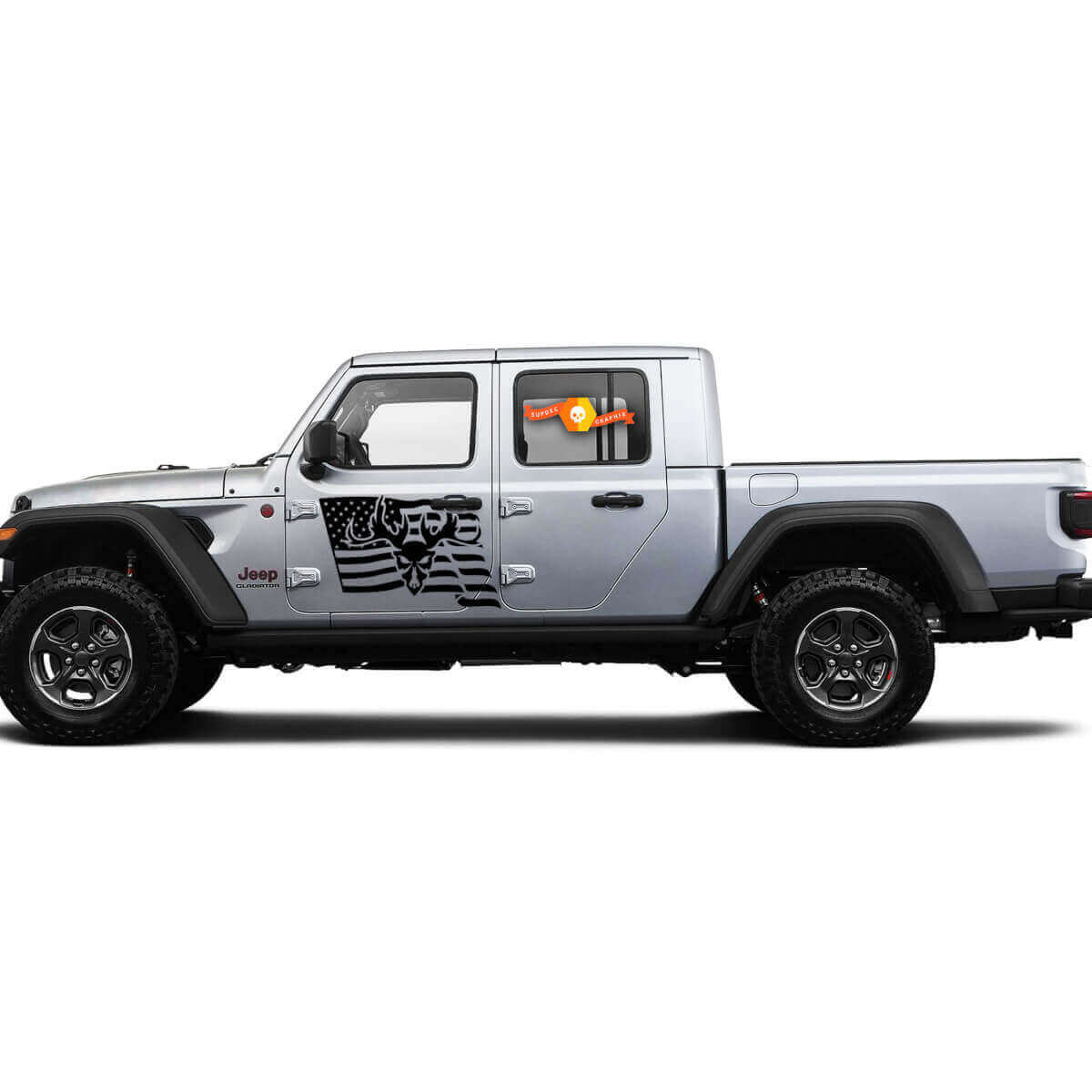 2 Côté Jeep Gladiator USA Drapeau Montagne Compétence Porte Côté Vinyle Autocollants Graphiques Autocollant
