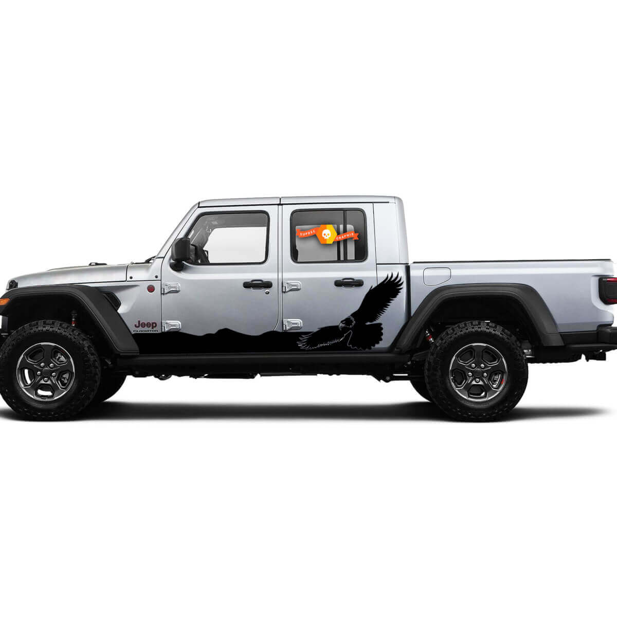 2 Side Jeep Gladiator Bald Eagle Hawk Side Rocker Panel Side Vinyl Stickers Graphics Sticker
