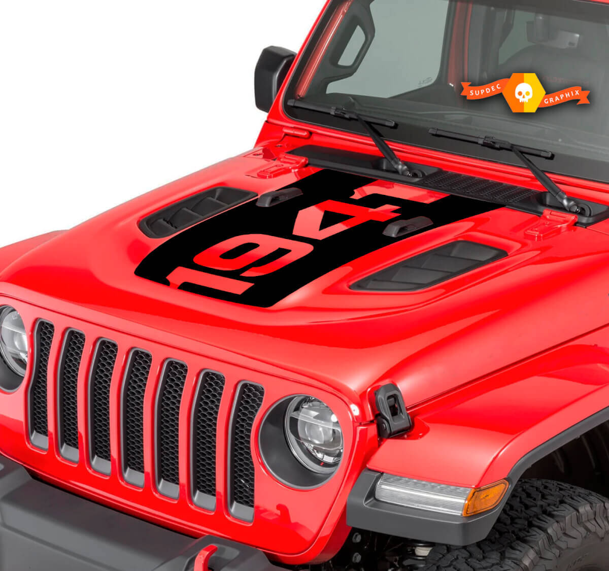 Autocollant en vinyle capot noir 1941 pour Jeep Wrangler JL/JT Rubicon