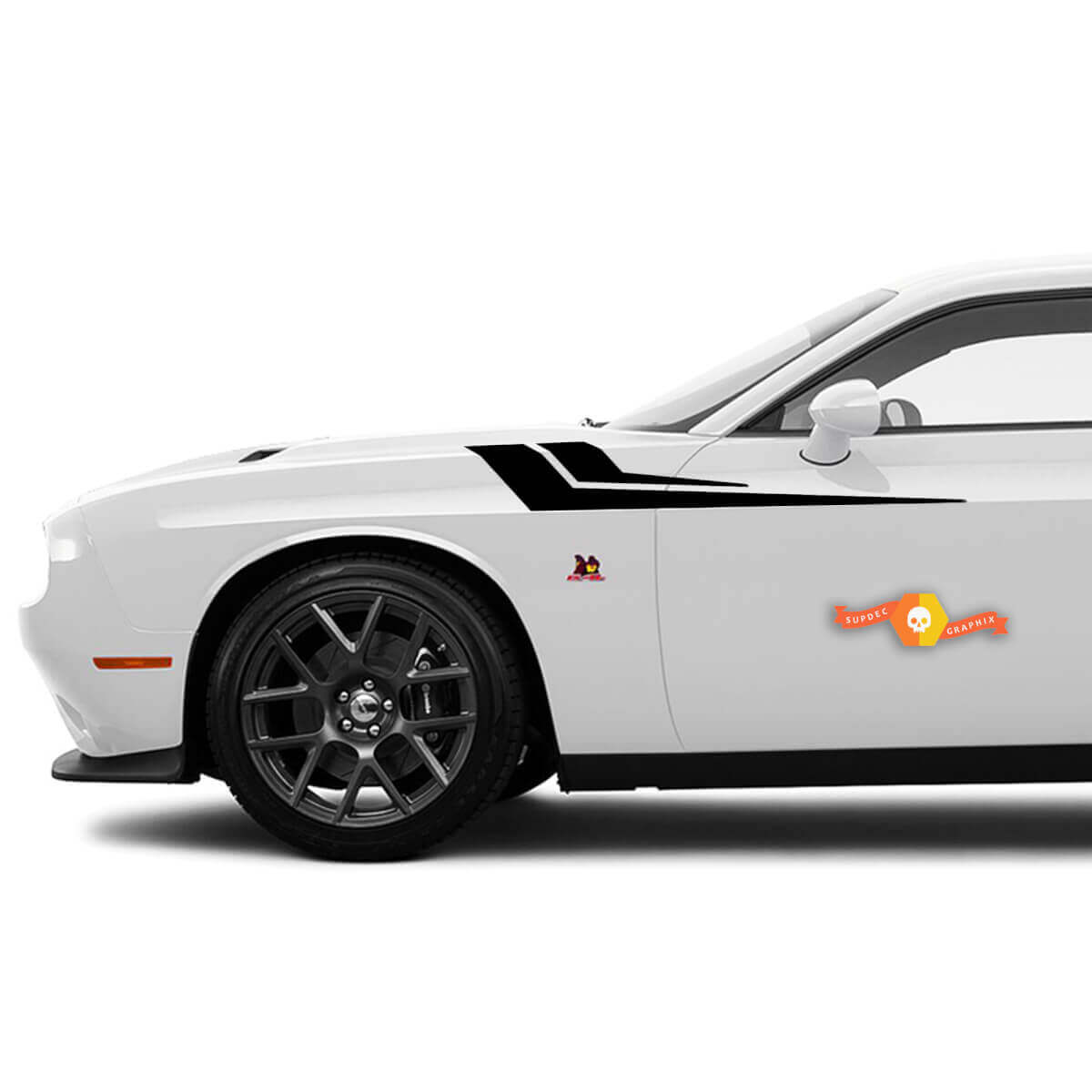 Kit de décalcomanies en vinyle à bandes jumelles pour ailes latérales pour Dodge Challenger