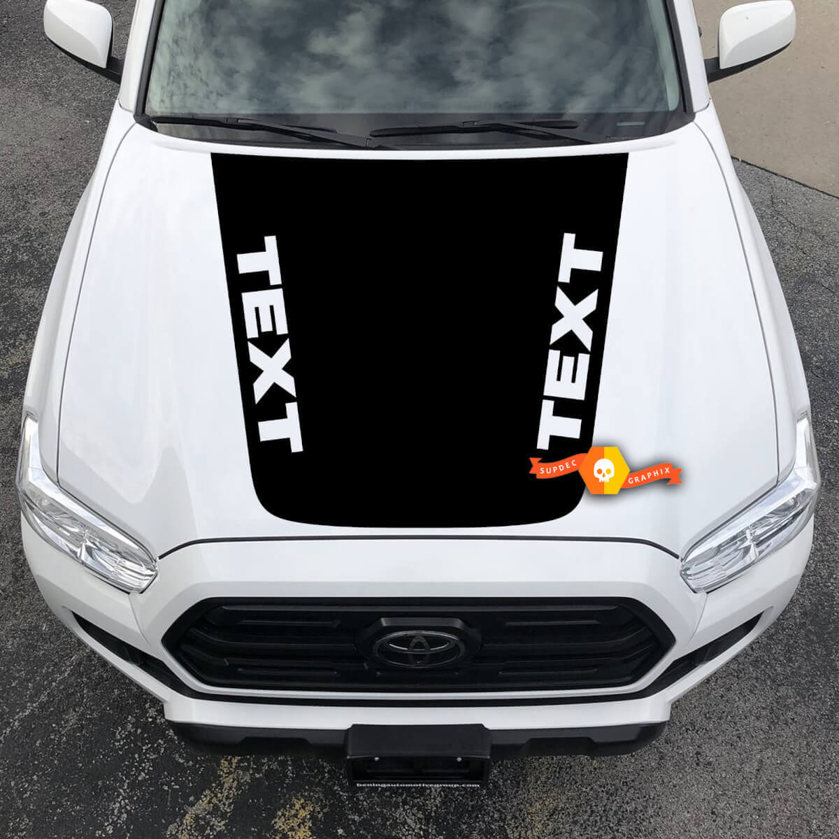 Autocollant Vinyle Capot Noir avec Texte Personnalisé pour Toyota Tacoma 2016-2021