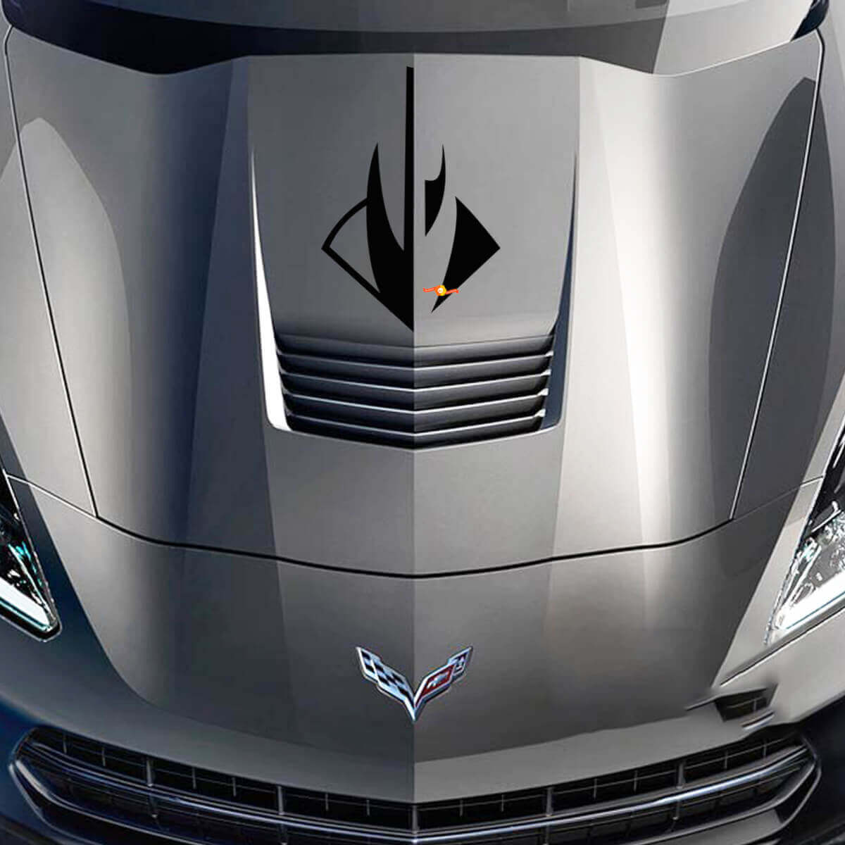 Autocollant Vinyle Logo Capot Style Stingray pour Chevy Corvette C7 2014-2017