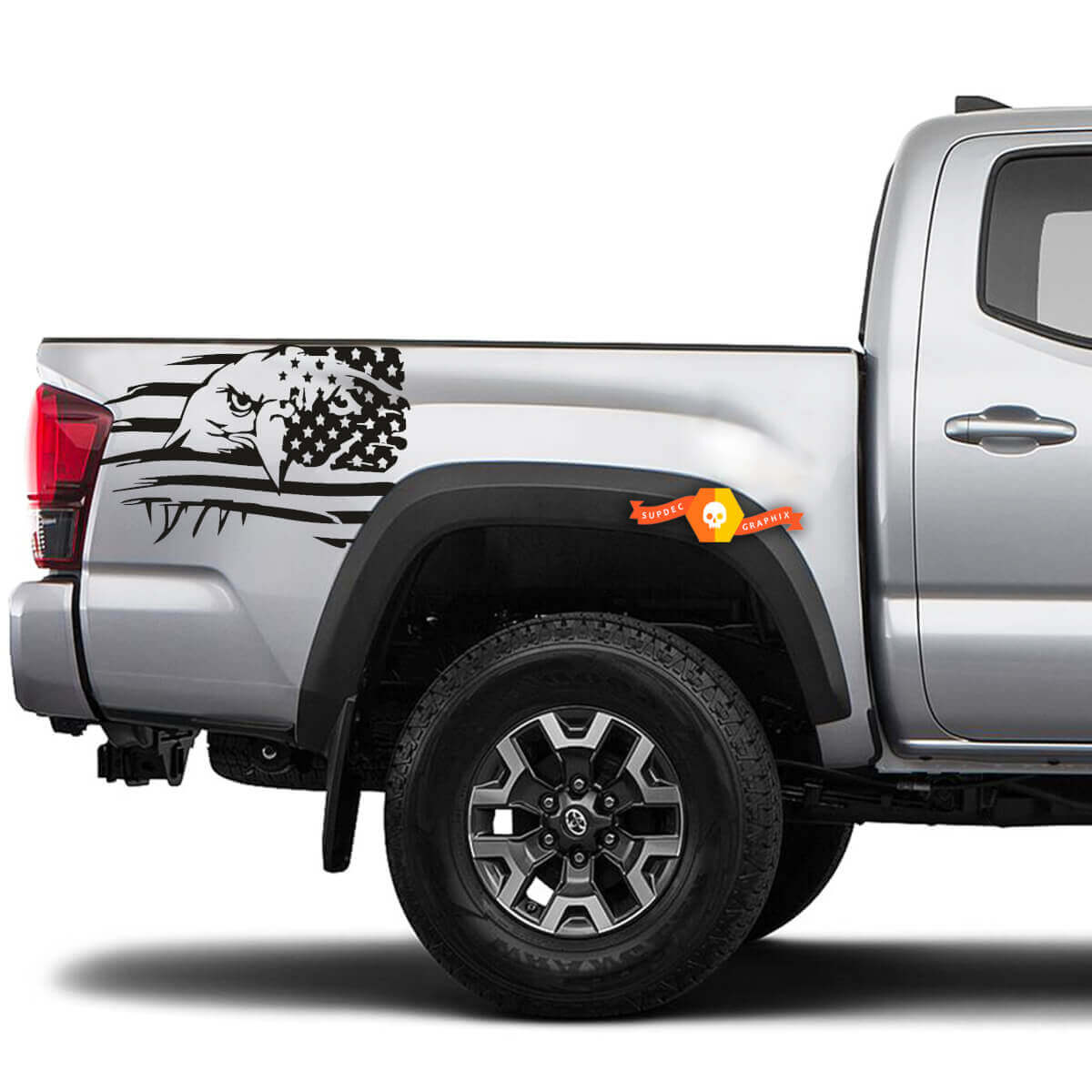 Autocollant en vinyle USA Drapeau usé avec aigle pour Toyota Tacoma 2016-2020