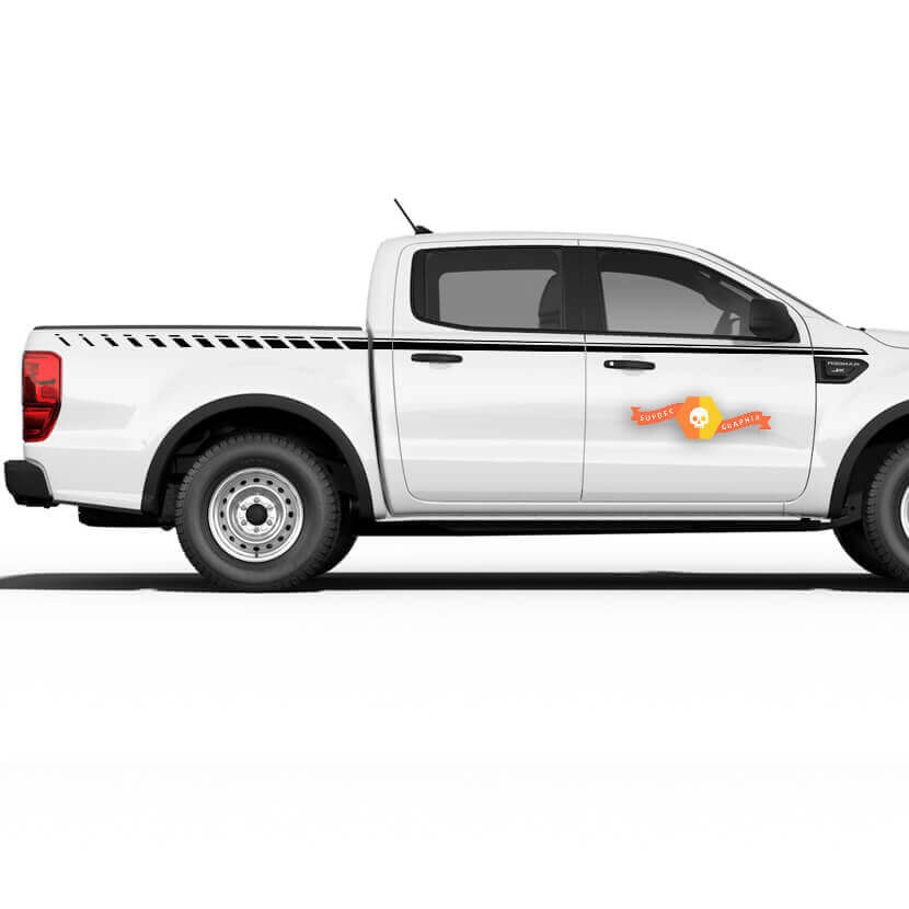 Autocollants à rayures Ford Ranger 2019 UPROAR Kit d'accents graphiques en vinyle pour carrosserie latérale
