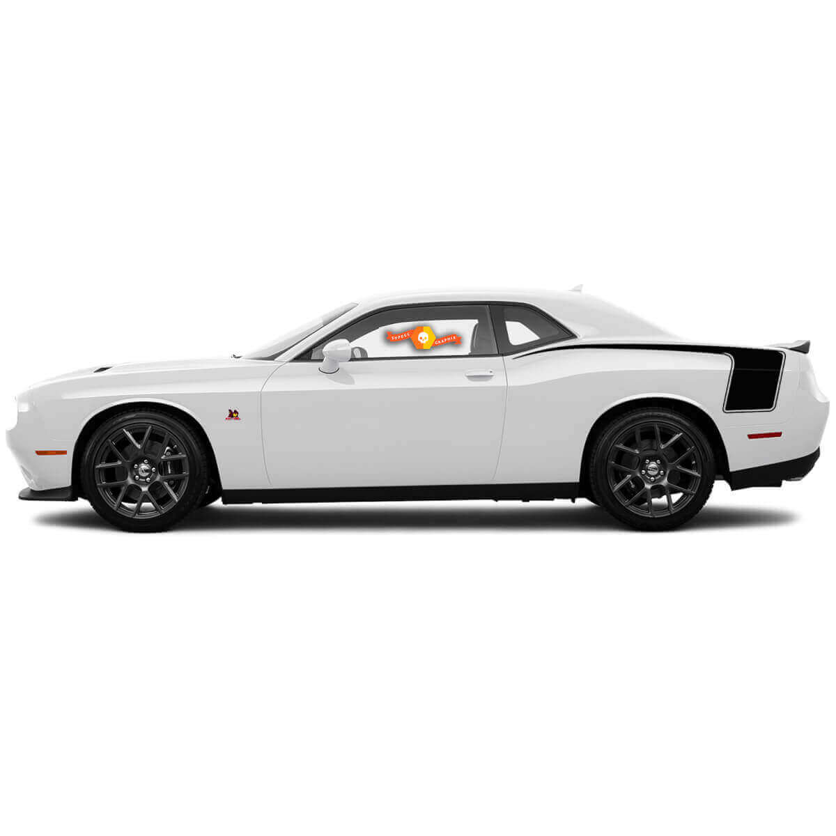 Paire d’autocollants bande latérale arrière style crosse de hockey pour Dodge Challenger 2015-2018