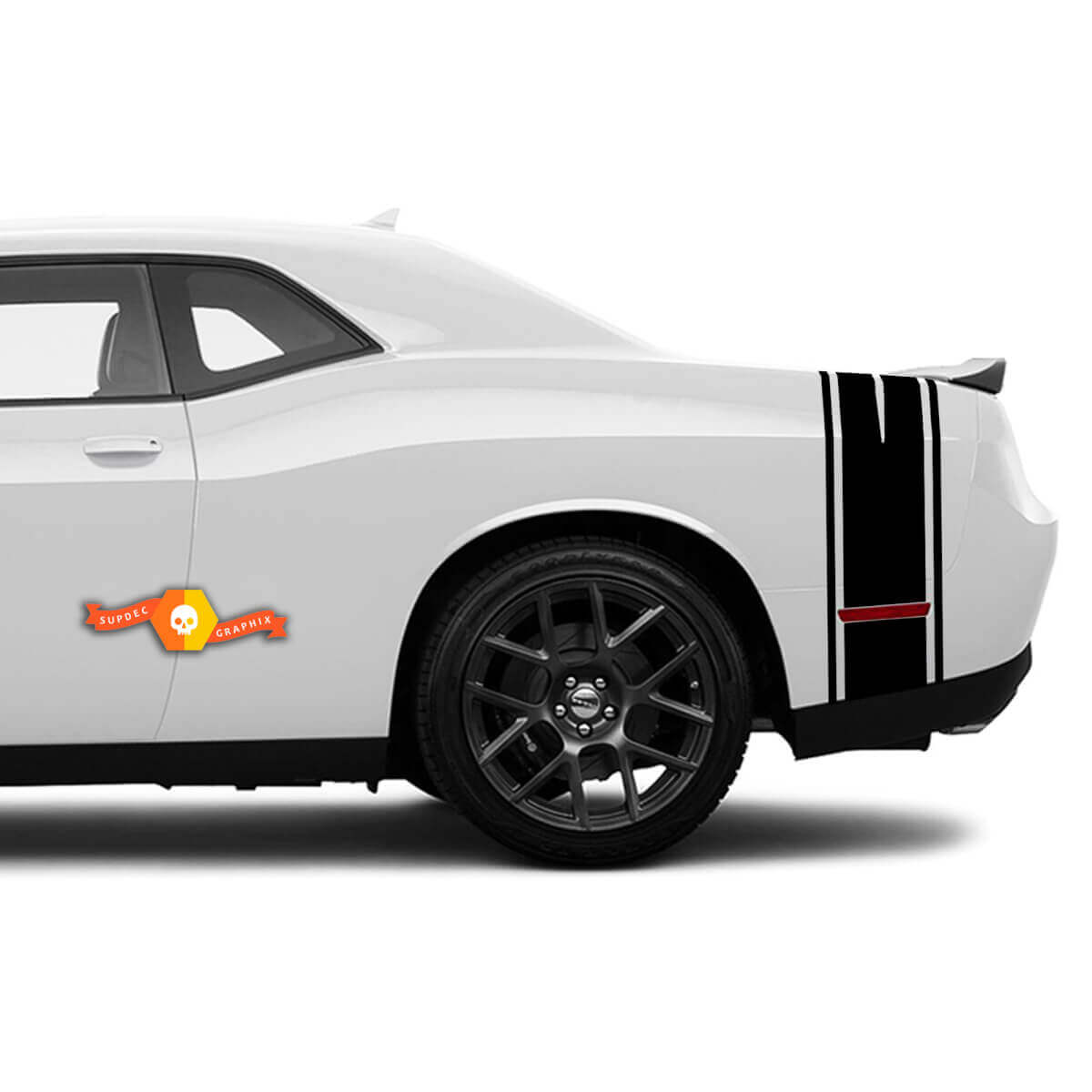 Autocollant bandes verticales côté panneau arrière de coffre Rally pour Dodge Challenger