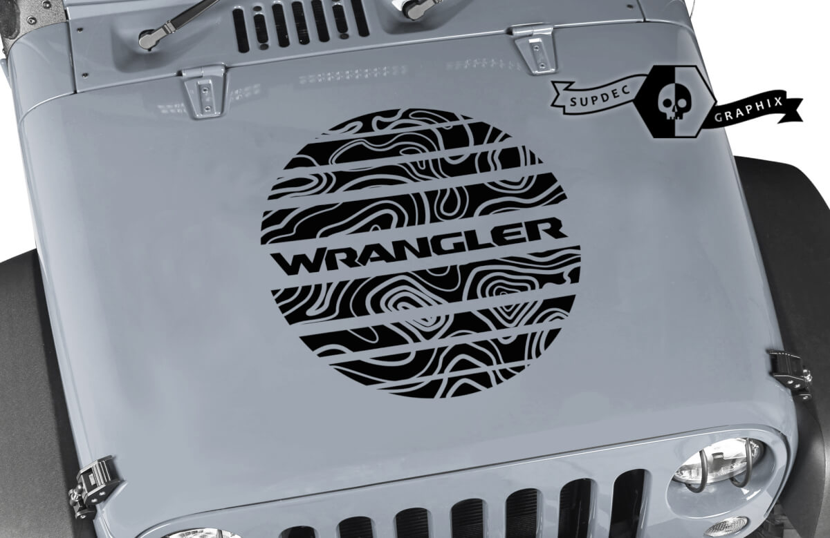 Jeep Wrangler kit graphique vinyle Wrap autocollant autocollant occultant Contour carte capot cercle stroboscope style autocollant autocollant
