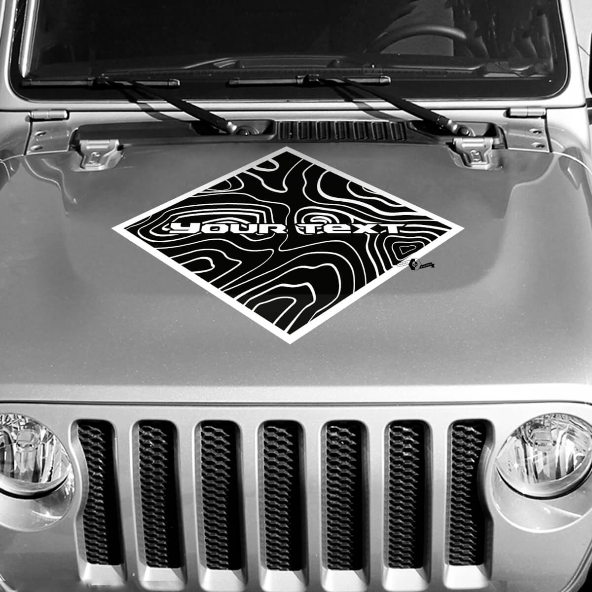 Autocollant Autocollant Vinyle Wrap Graphique Style Carré Carte De Contour Noir 2 Couleurs pour Jeep Wrangler