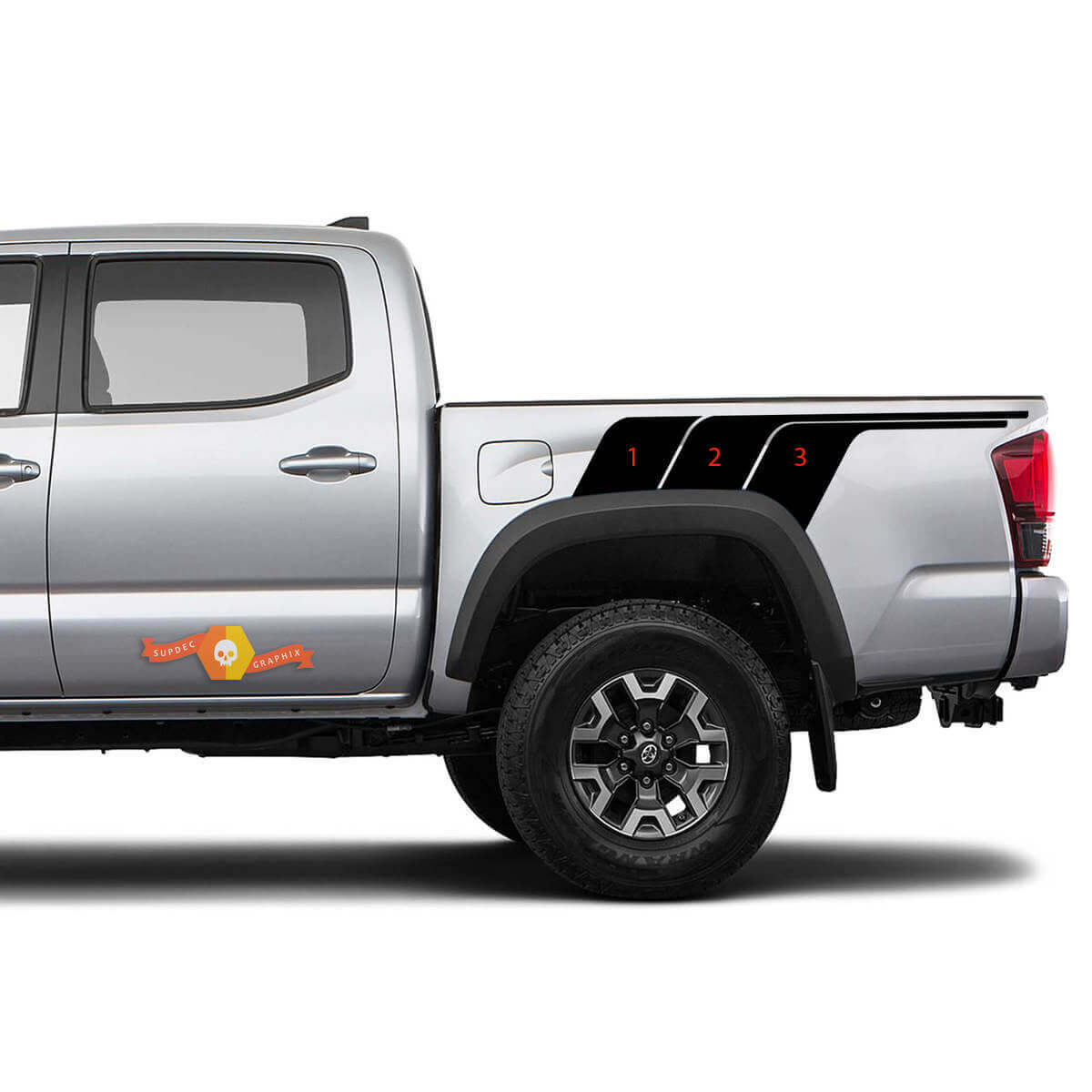 Kit d'autocollants vinyle bandes latérales arrière style vintage TRD pour Toyota Tacoma