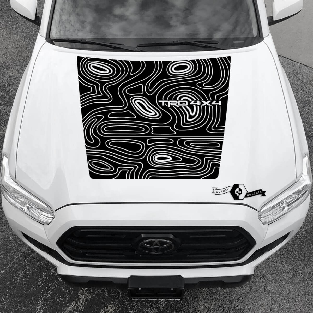 Autocollant vinyle pour capot style carte topographique TRD pour Toyota Tacoma 2016-2021