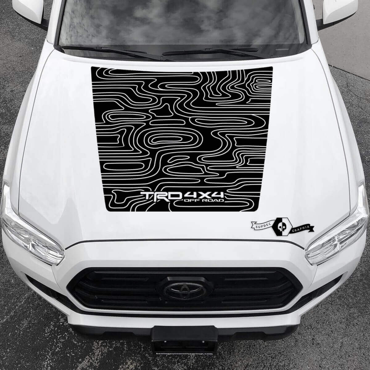 Autocollant en vinyle de capot style topographique TRD blackout pour Toyota Tacoma 2016-2021