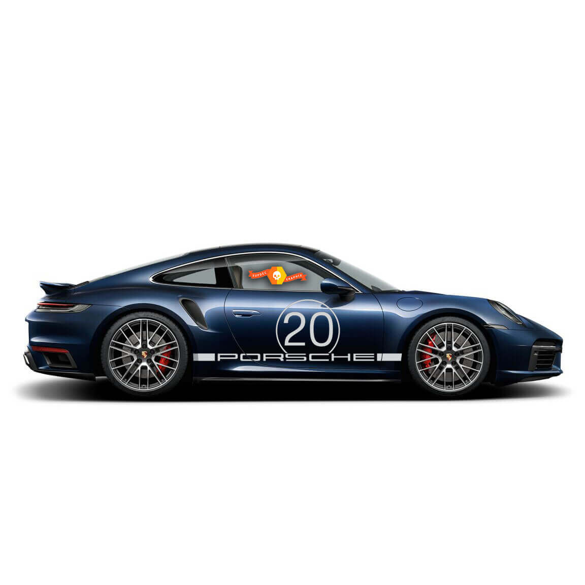 Bandes latérales de course avec autocollants vinyles de numéro de porte pour Porsche 911
