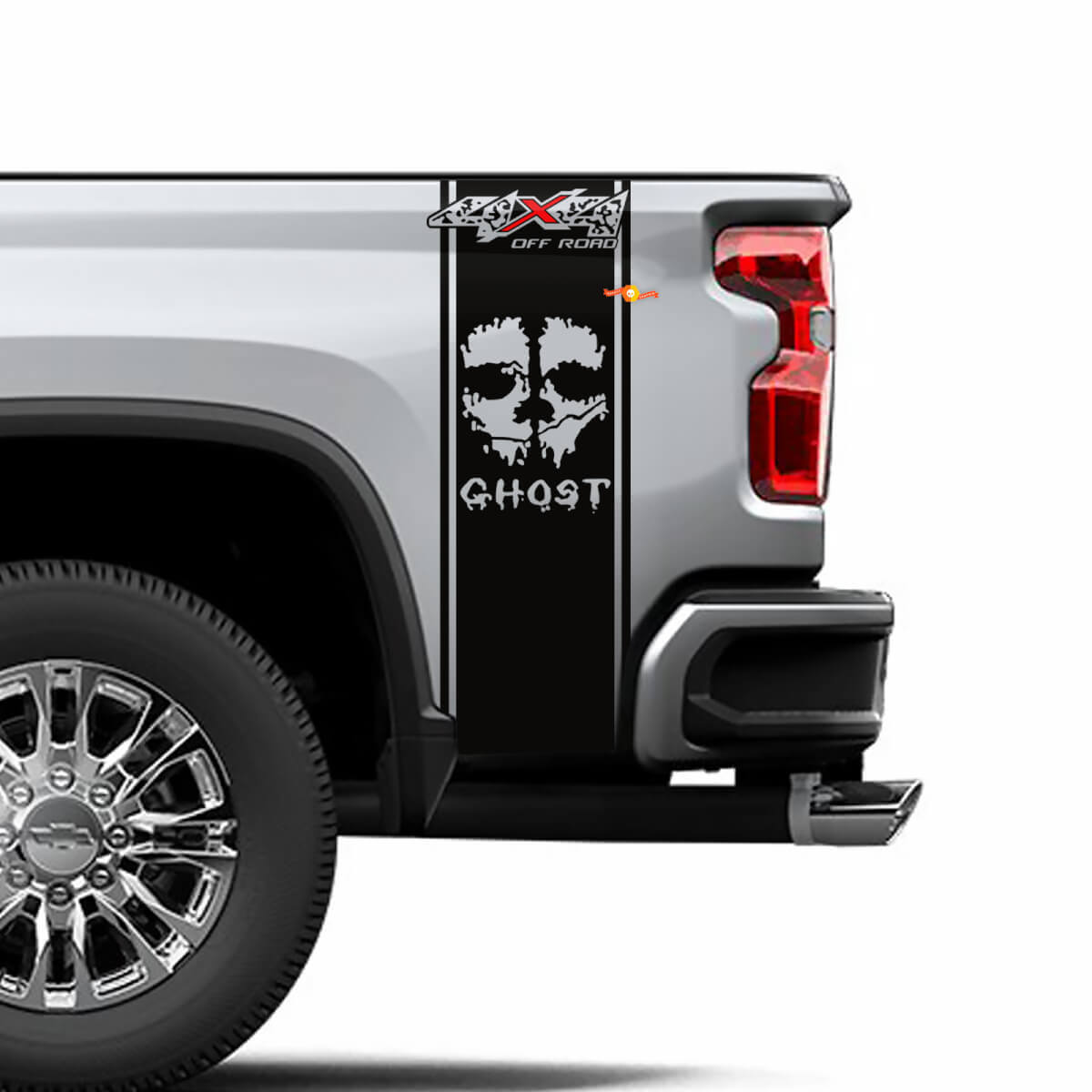 2 Chevrolet Silverado 4x4 Off-Road Ghost Edition Vinyle Side Stripe Decal Sticker Graphics
