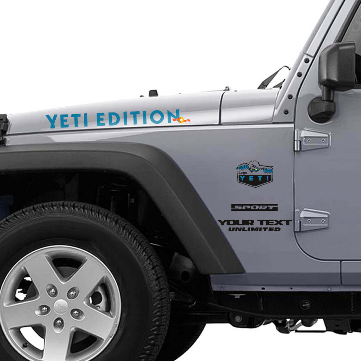 Kit de décalcomanies vinyle pour capot et côtés Yeti Edition pour Jeep Wrangler