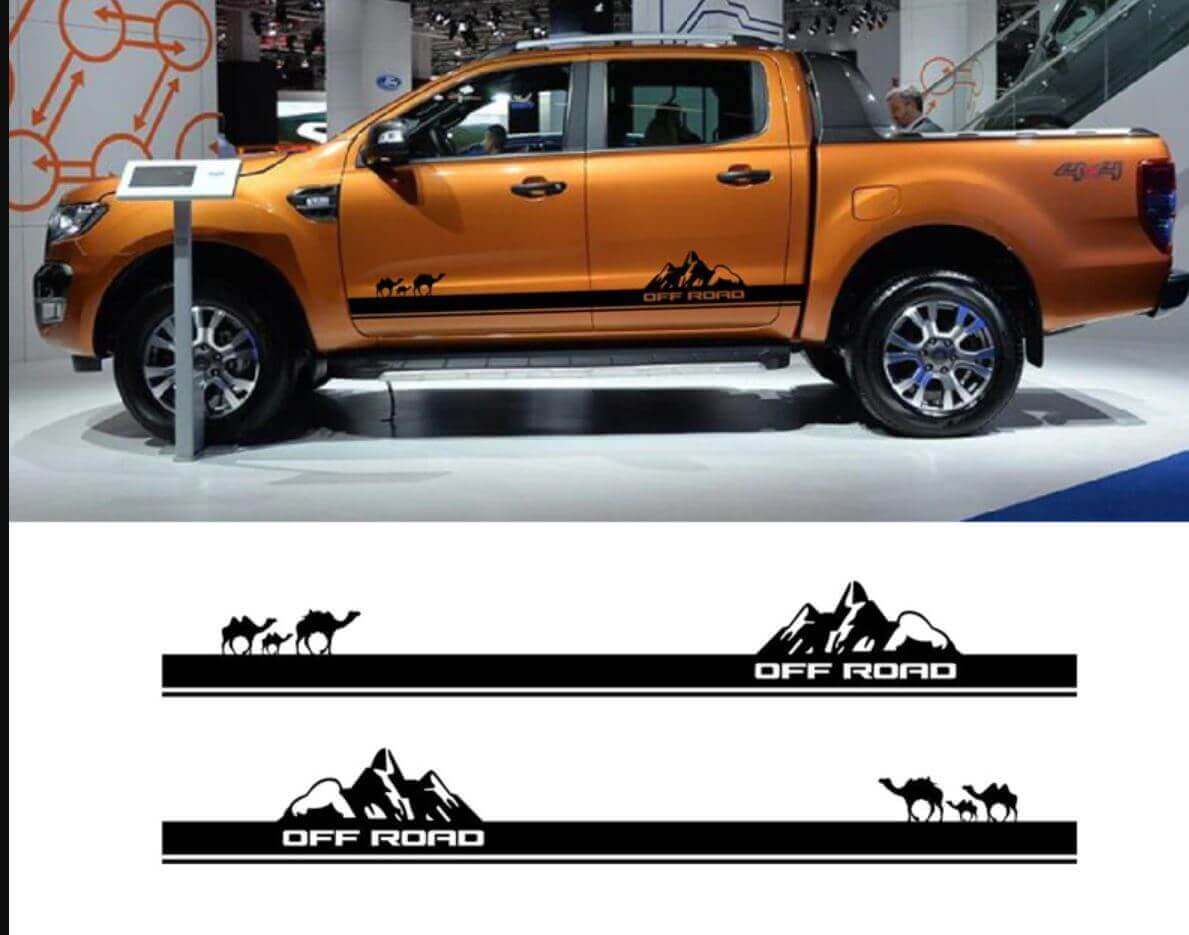 Autocollants latéraux en vinyle TRD hors route Montagnes Portes Sahara désert adaptés à Toyota Tacoma Tundra toutes années
