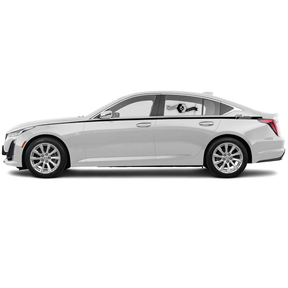 2 Nouveau Autocollant Décalcomanie Accent de Porte Supérieure en Vinyle pour Cadillac CT5
