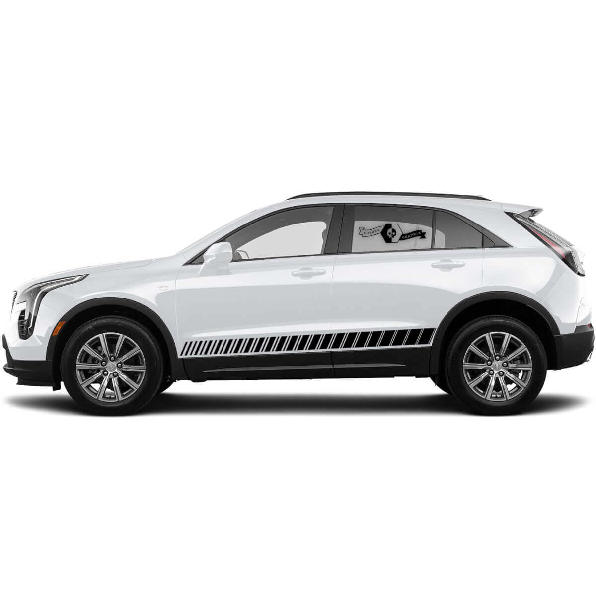 2 Nouvelles lignes de décalcomanie Sticker Rocker Panel Split Lines Classic Stripe pour Cadillac XT4
