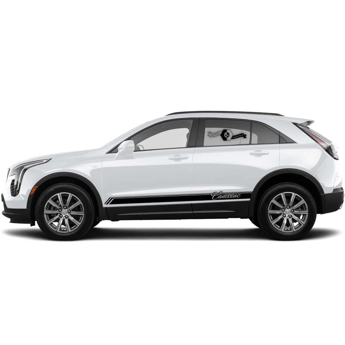 2 Nouvelles lignes de décalcomanie Autocollant de bas de caisse Triple garniture Lignes minces Rayure classique pour Cadillac XT4
