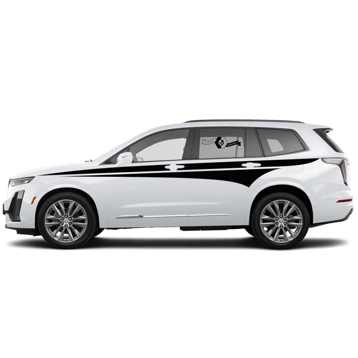 2 Nouvel Autocollant Porte Up Classic Lignes Sticker Stripe Binaire Large pour Cadillac XT6
