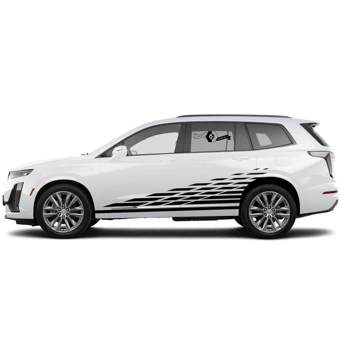 2 Nouveau Autocollant Décoratif Élégant Rocker Panel Portes Drapeau à Damier Vinyle Autocollant pour Cadillac XT6
