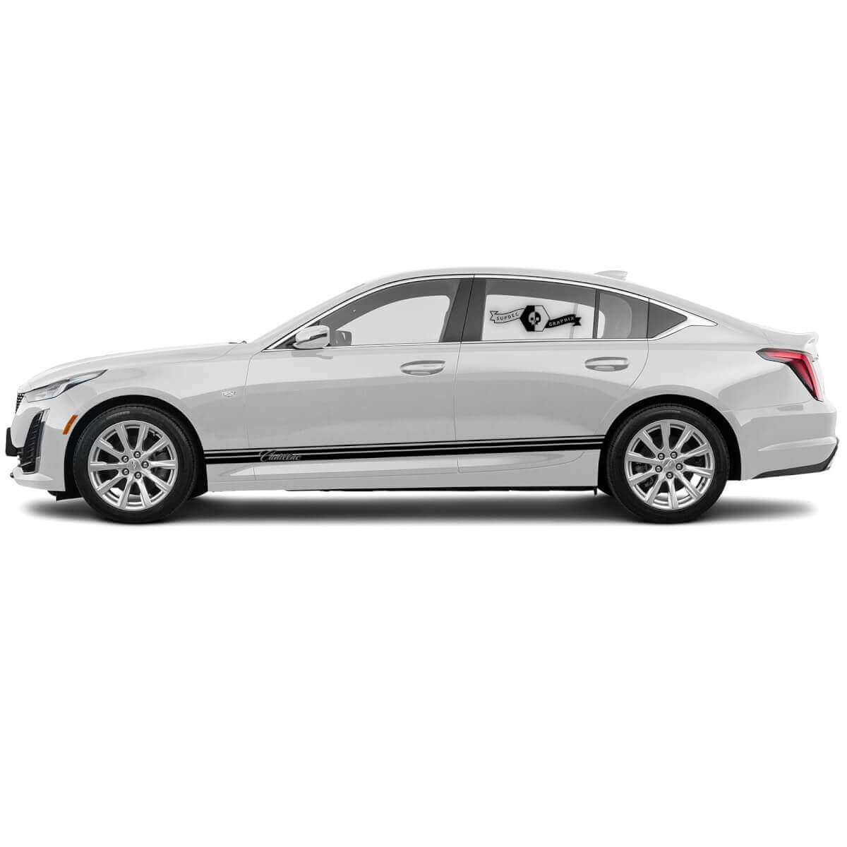 2 Nouveau Autocollant Décoratif Élégant Bande de Garniture Latérale Autocollant Mince en Vinyle pour Cadillac CT5
