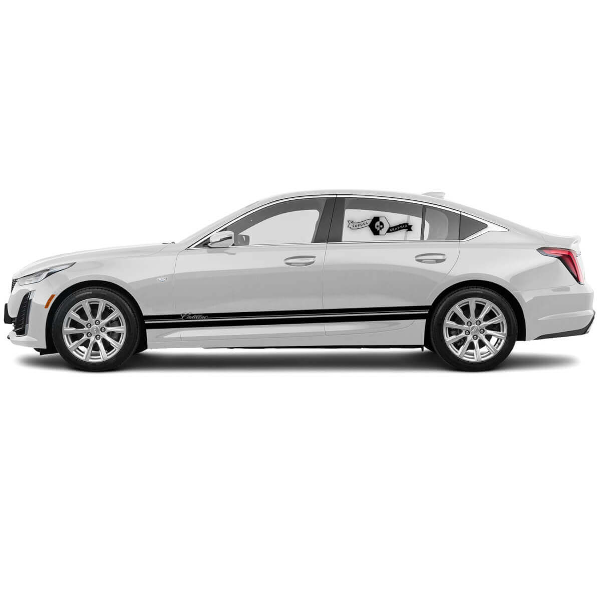 2 Nouveau Autocollant Décoratif Élégant Bande de Séparation d'Accentuation de Bas de Caisse en Vinyle pour Cadillac CT5
