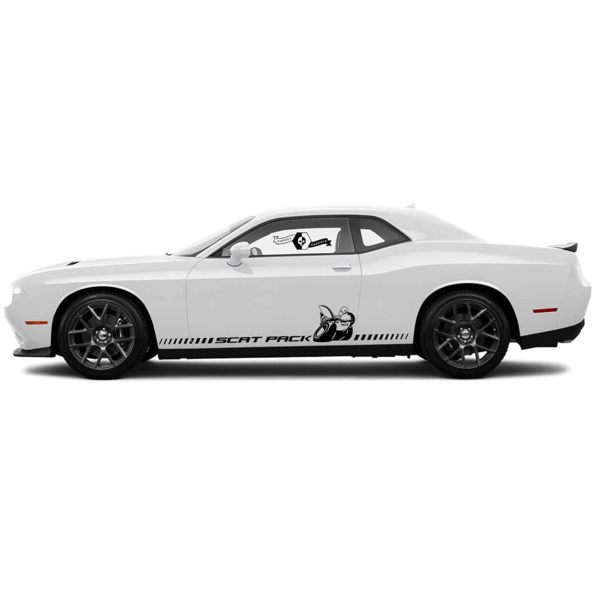 2 Autocollants latéraux en vinyle pour panneau latéral Dodge Challenger Scat Pack
