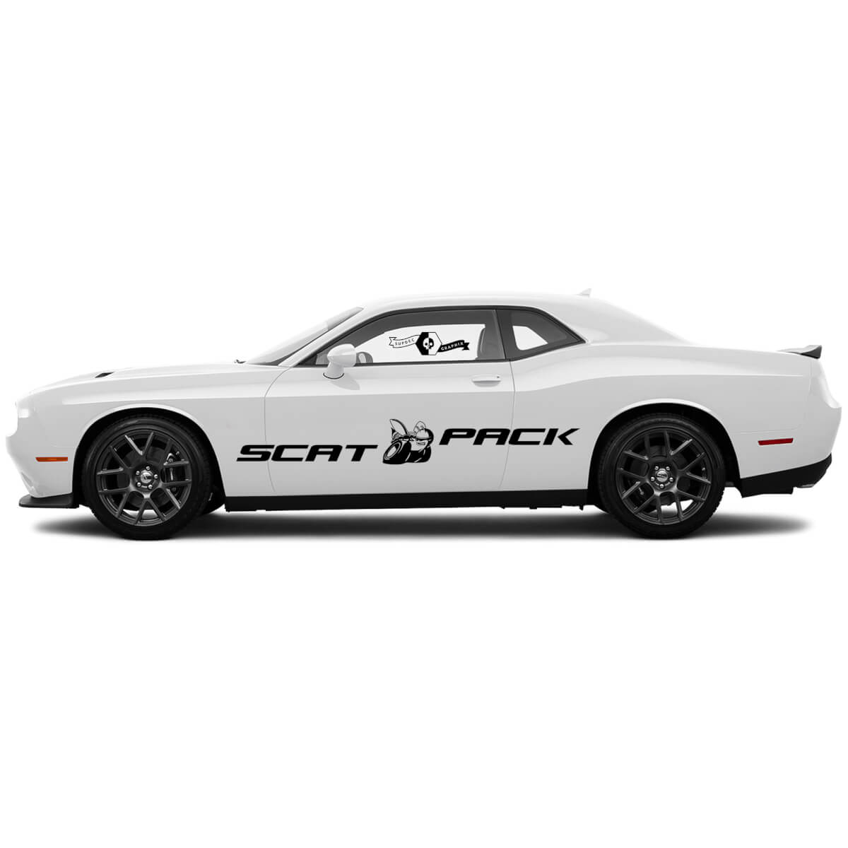 2 Side Dodge Challenger Scat Pack Portes Portes Grand Côté CLASSIQUE Vinyle Décalque Vinyle Autocollant graphique