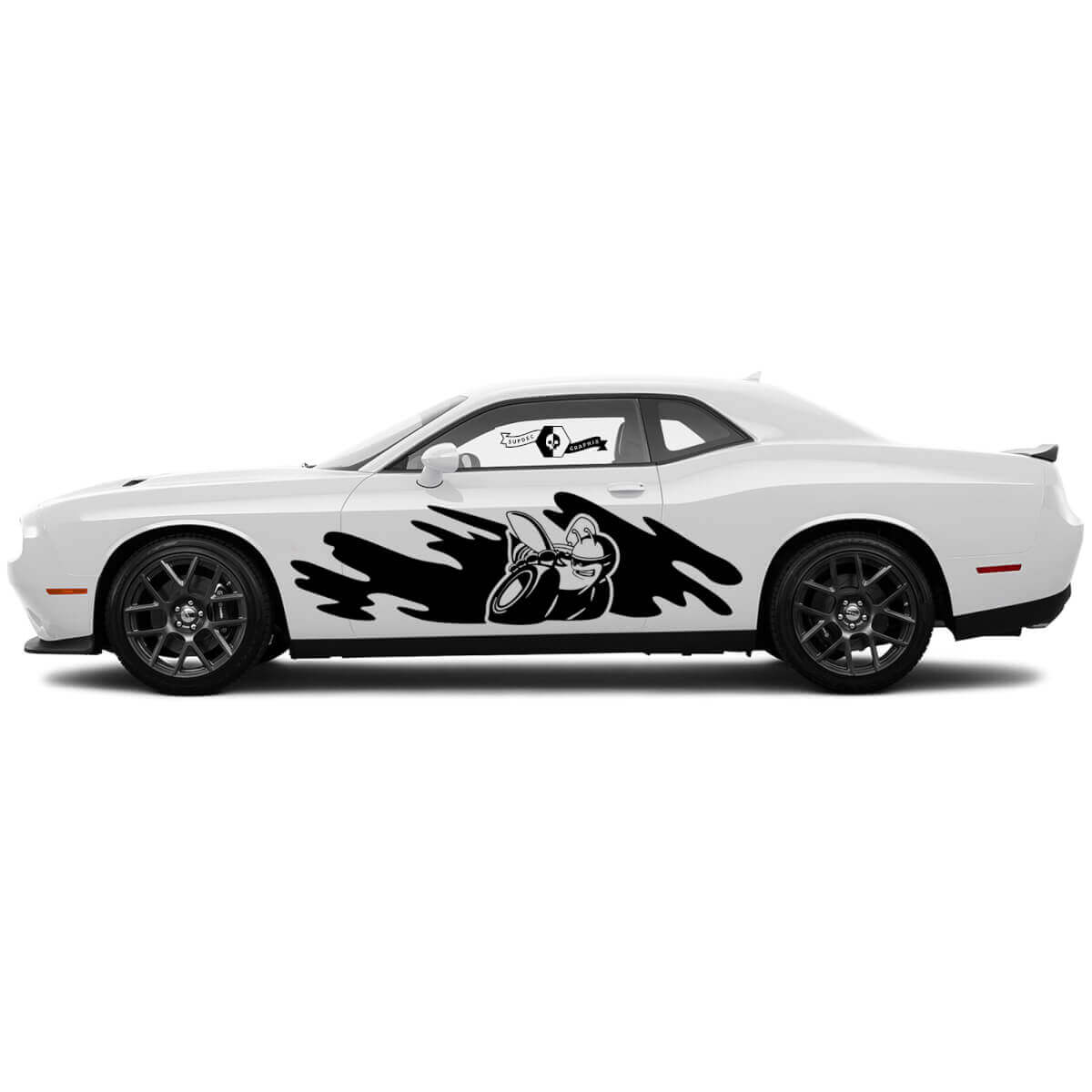 2 Autocollants vinyle classiques pour les côtés de la Dodge Challenger Scat Pack, côté droit, détruit, enveloppe de protection, autocollants graphiques
