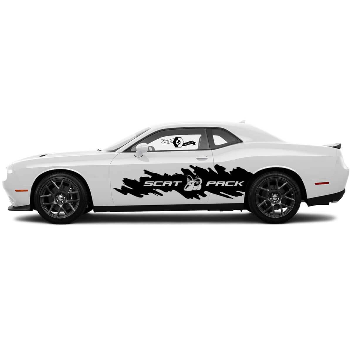 2 Côté Dodge Challenger Scat Pack Détruit Grand Éclaboussure Wrap Côté Vinyle Décalcomanies Graphiques Autocollant
