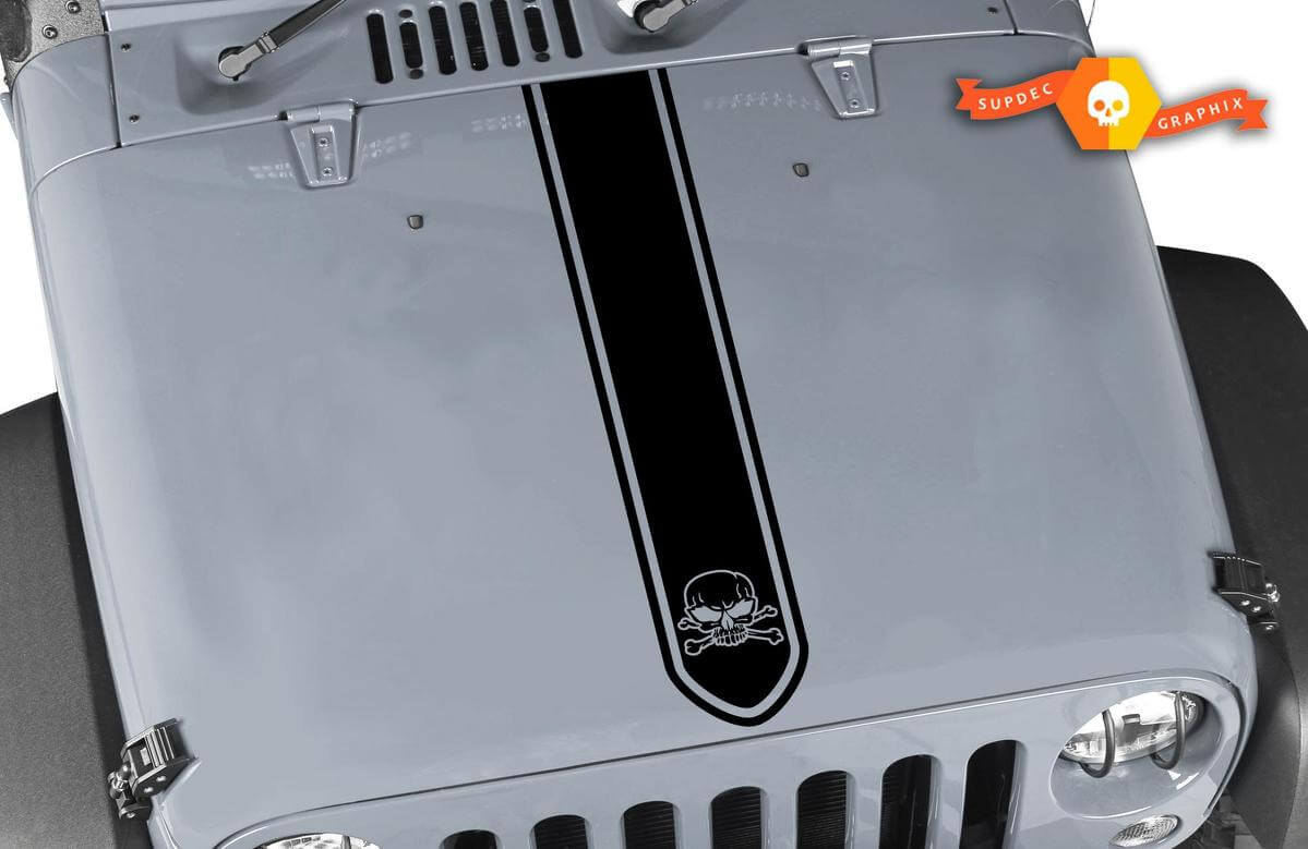 Jeep Wrangler Hood Stripe avec autocollant tête de mort et os croisé De
