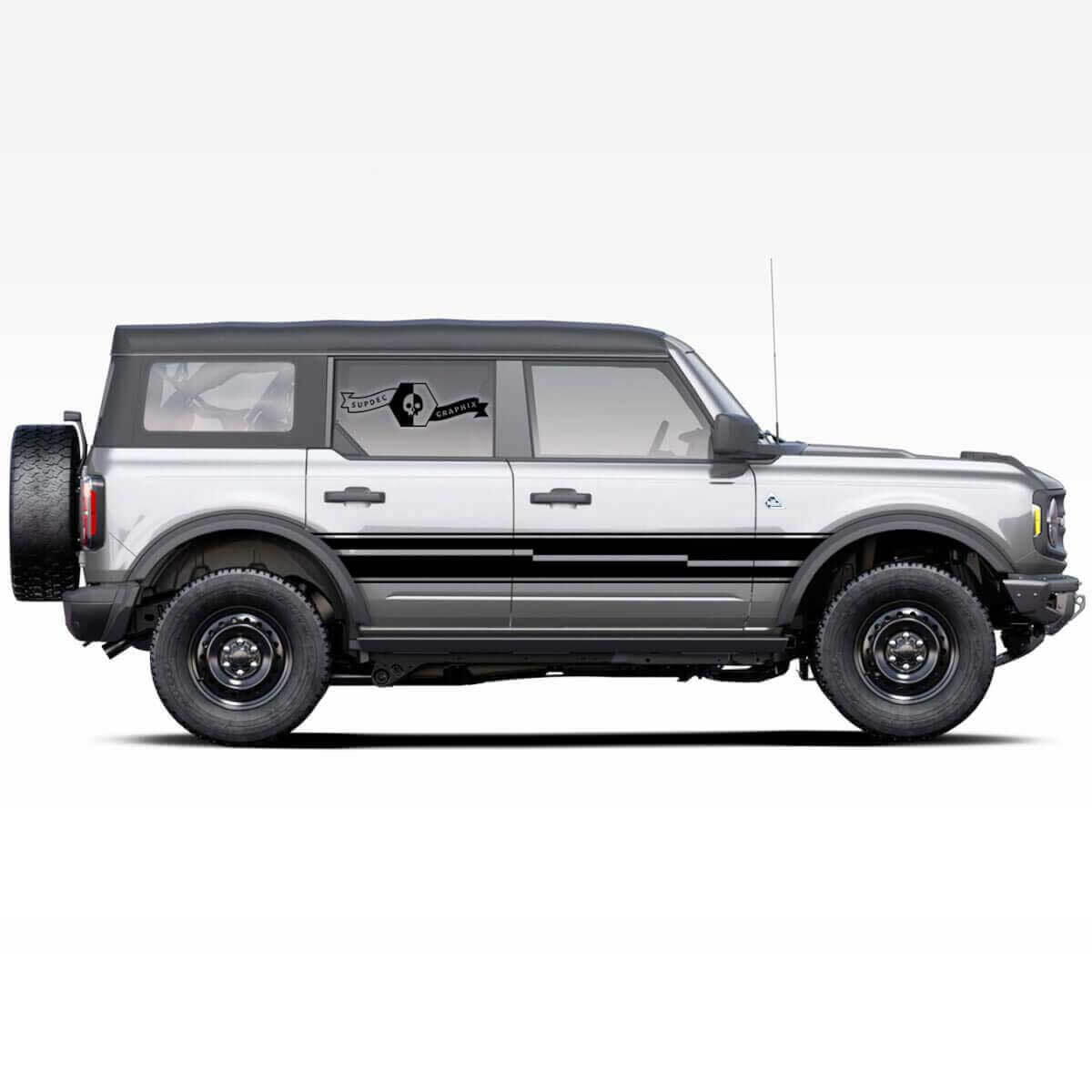 Autocollants bandes latérales pour porte Ford Bronco 4 portes