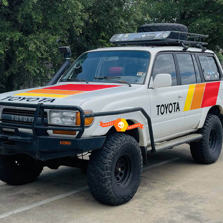 Kit de décalcomanies en vinyle style rétro pour capot et côtés pour Toyota Land Cruiser 1991