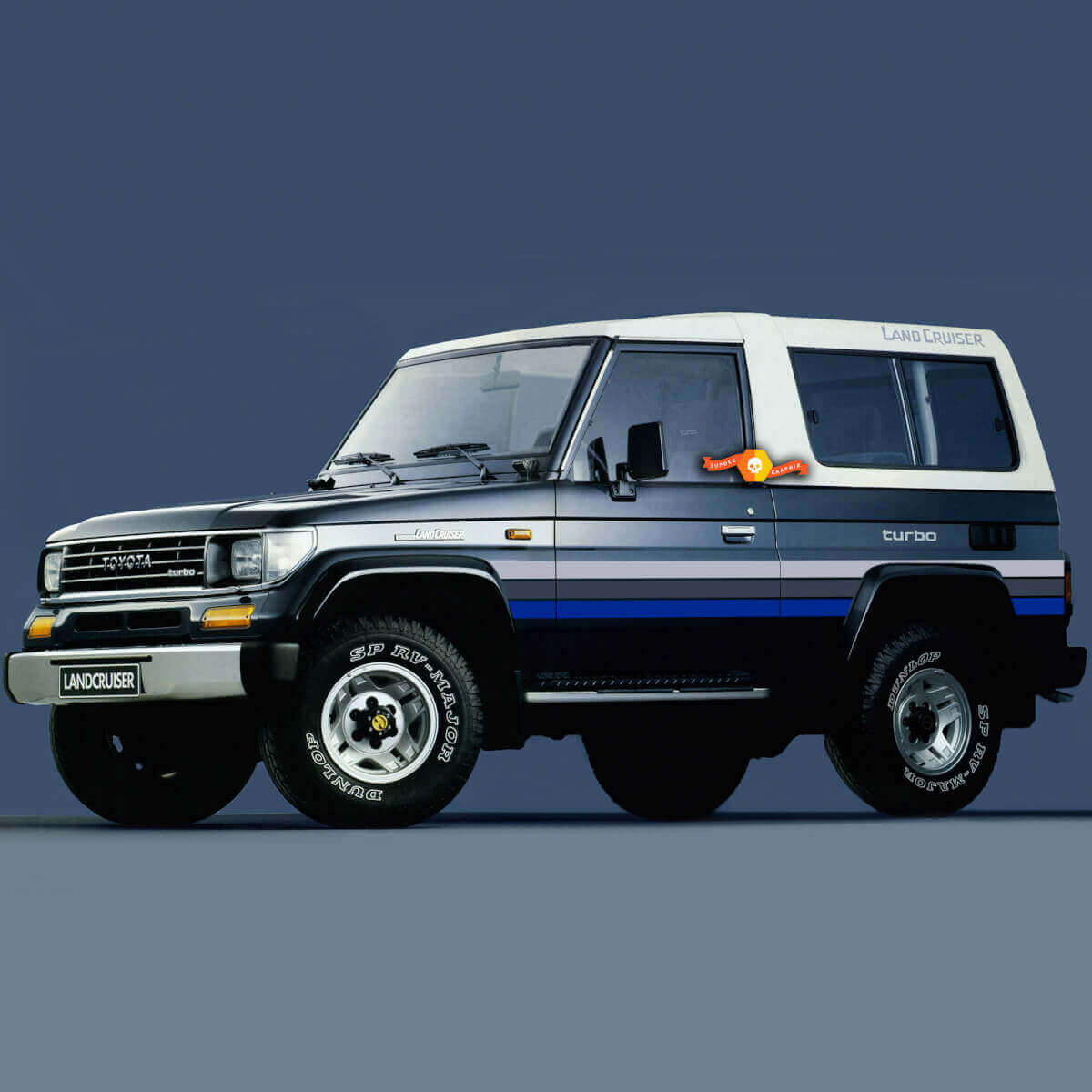Kit d'autocollants vinyle à bandes latérales style rétro pour Toyota Land Cruiser LJ73 1994