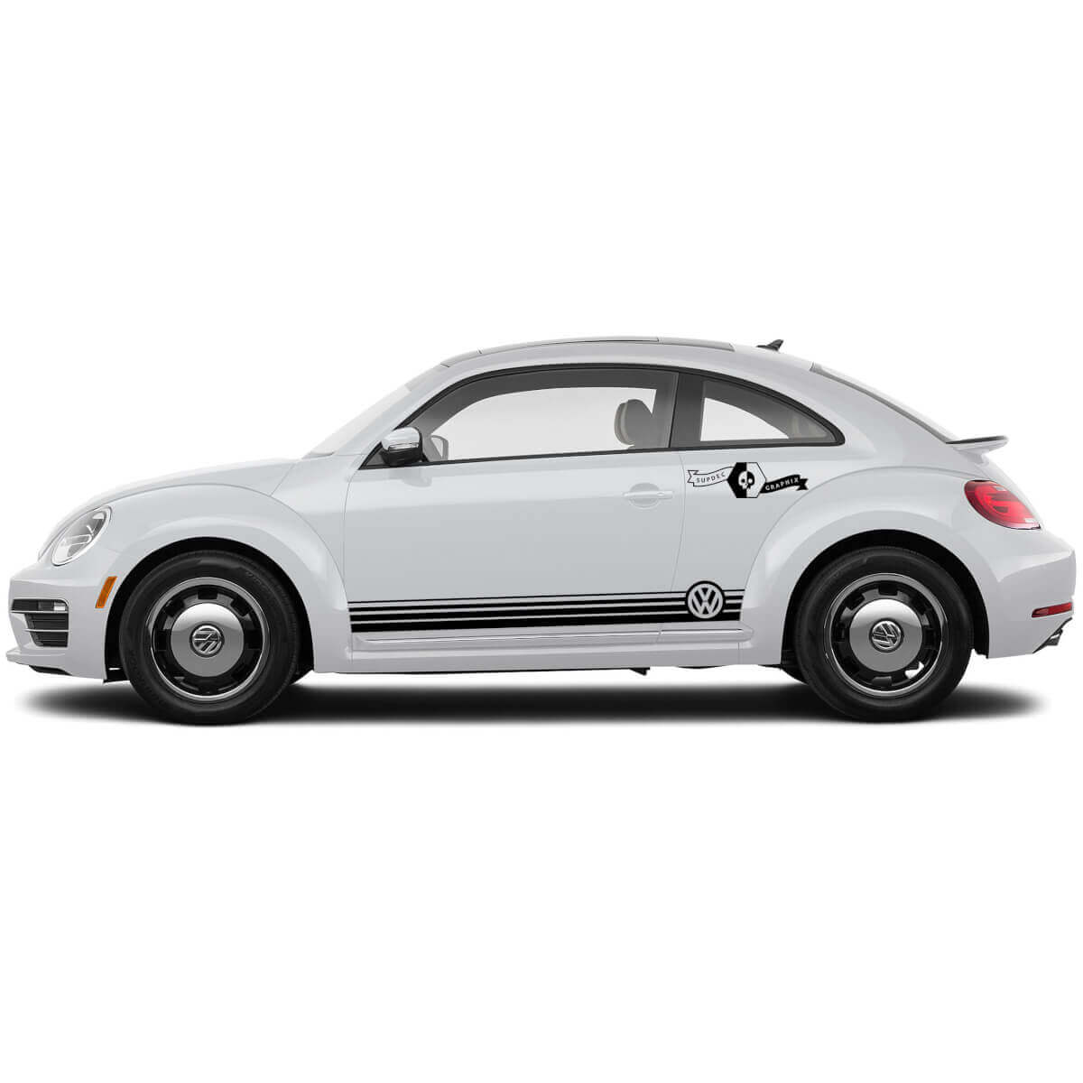 Paire d'autocollants vinyle bandes latérales logo VW pour Volkswagen Beetle