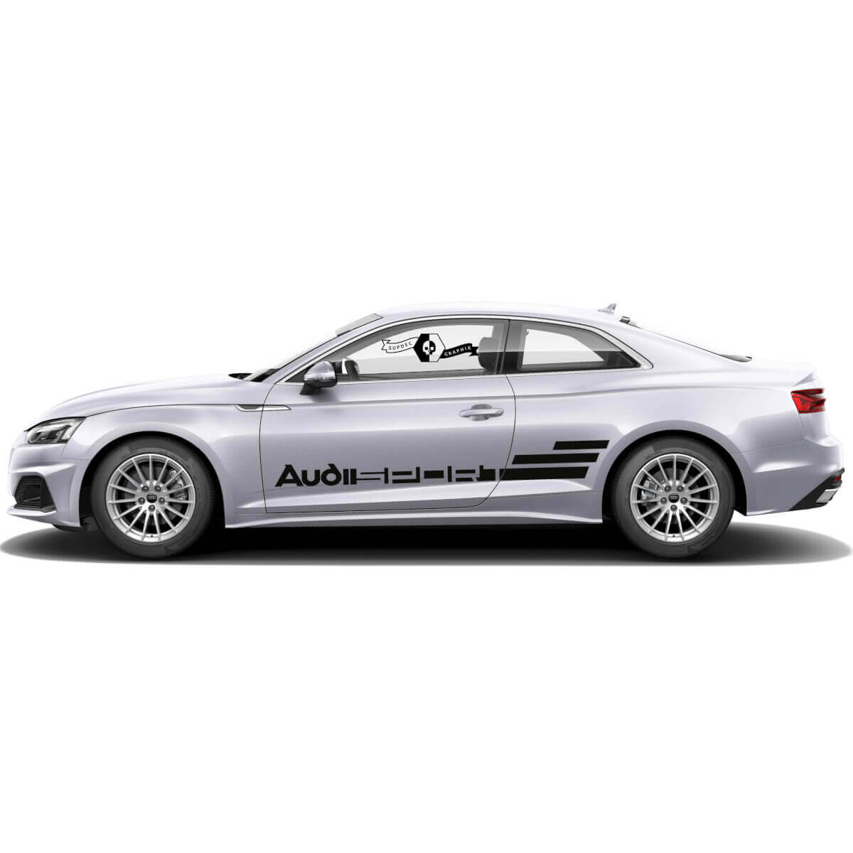 2 Autocollants de bas de caisse en vinyle pour Audi Sport A5, bande de course autocollante pour voiture.
