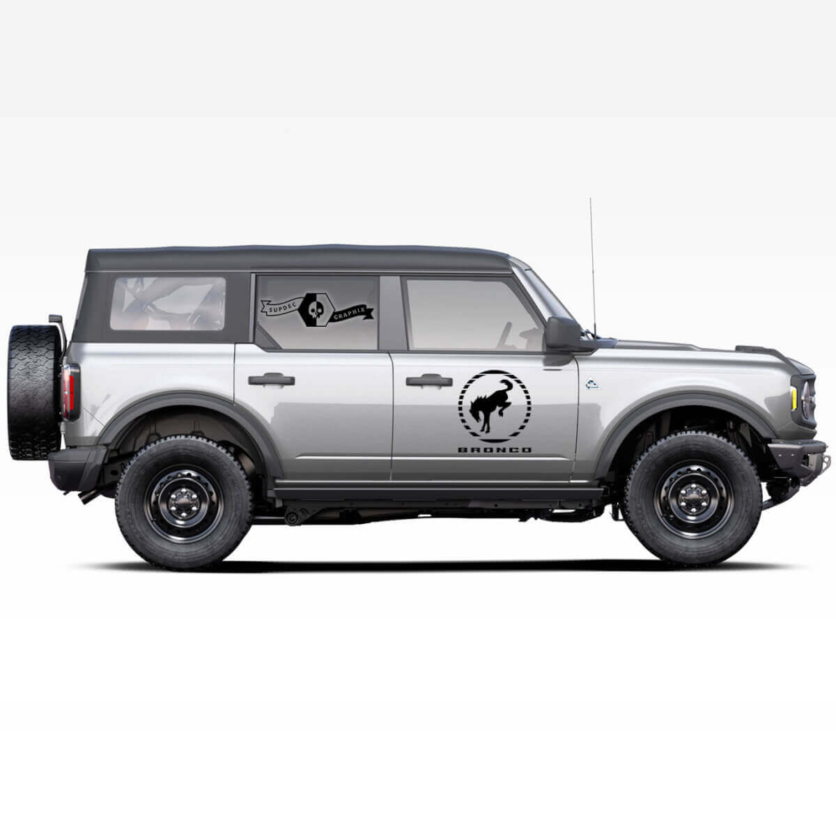 Paire d'autocollants de portes latérales avec logo de cheval Bronco pour Ford Bronco 2021
