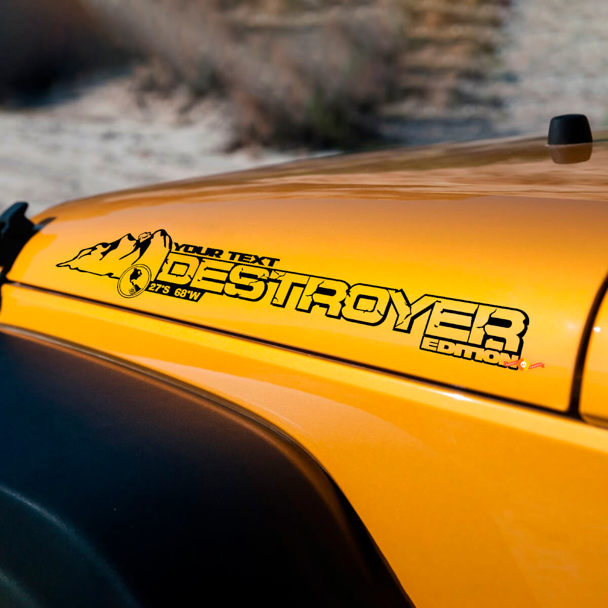 Autocollant en vinyle style Destroyer Mountain pour capot Jeep Wrangler JK