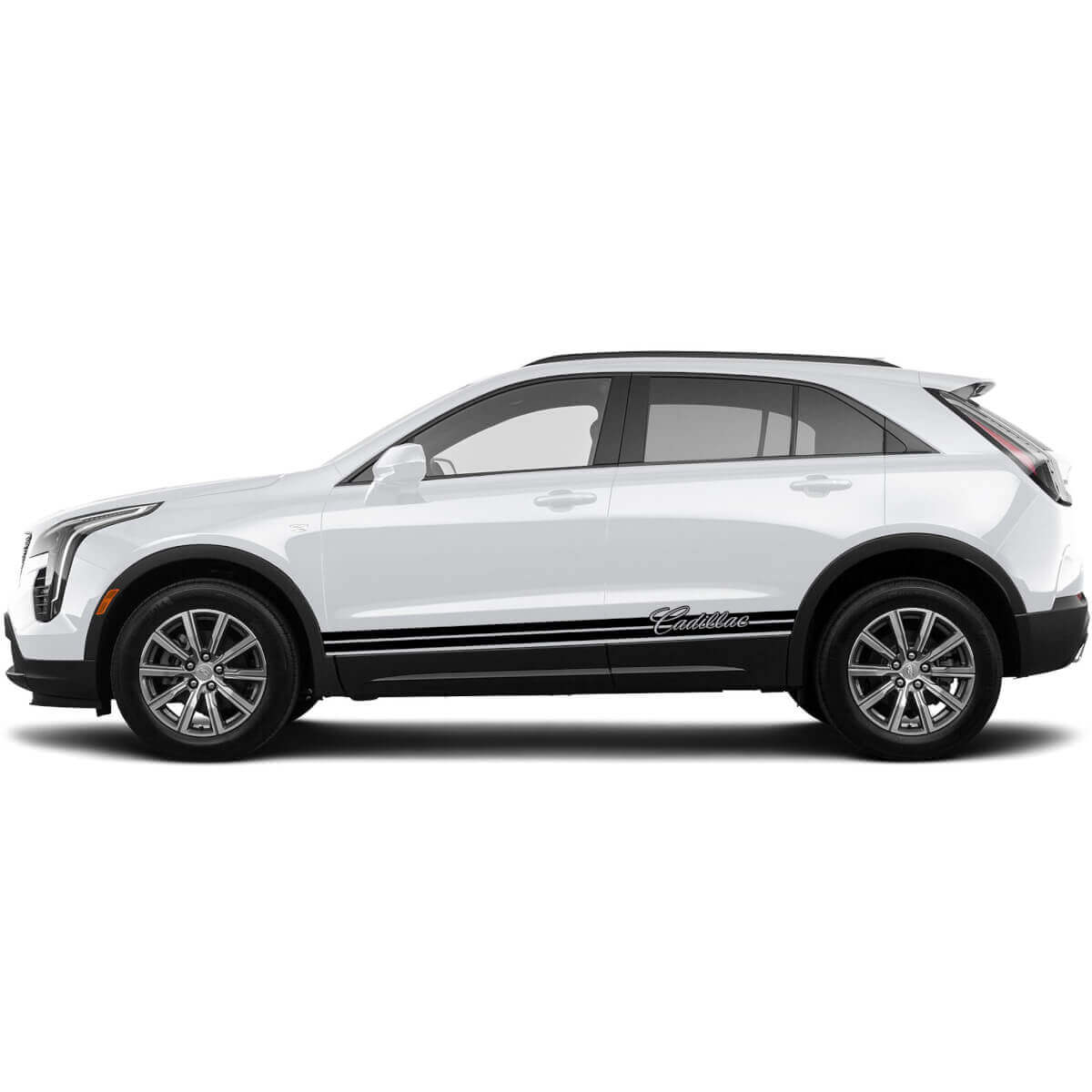 2 Nouvelles lignes d'autocollants de bas de caisse Triple Trim Wide Lines Classic Stripe pour Cadillac XT4
