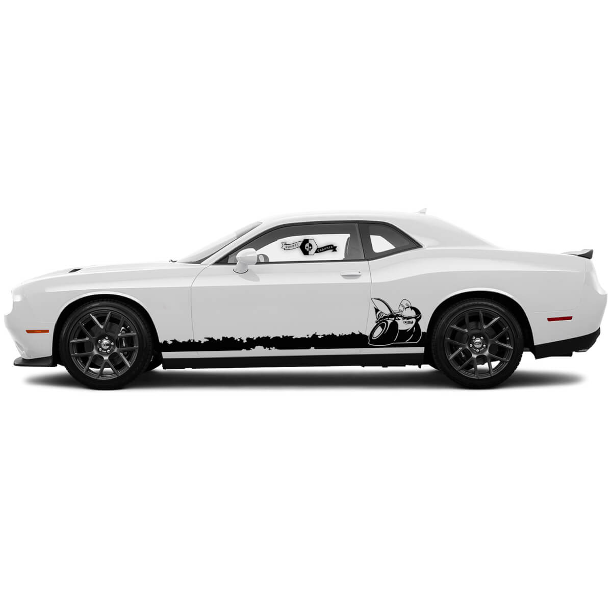 Paire Dodge Challenger SRT Scat Pack Panneau de rocker Strips Vinyle graphique graphiques détruits