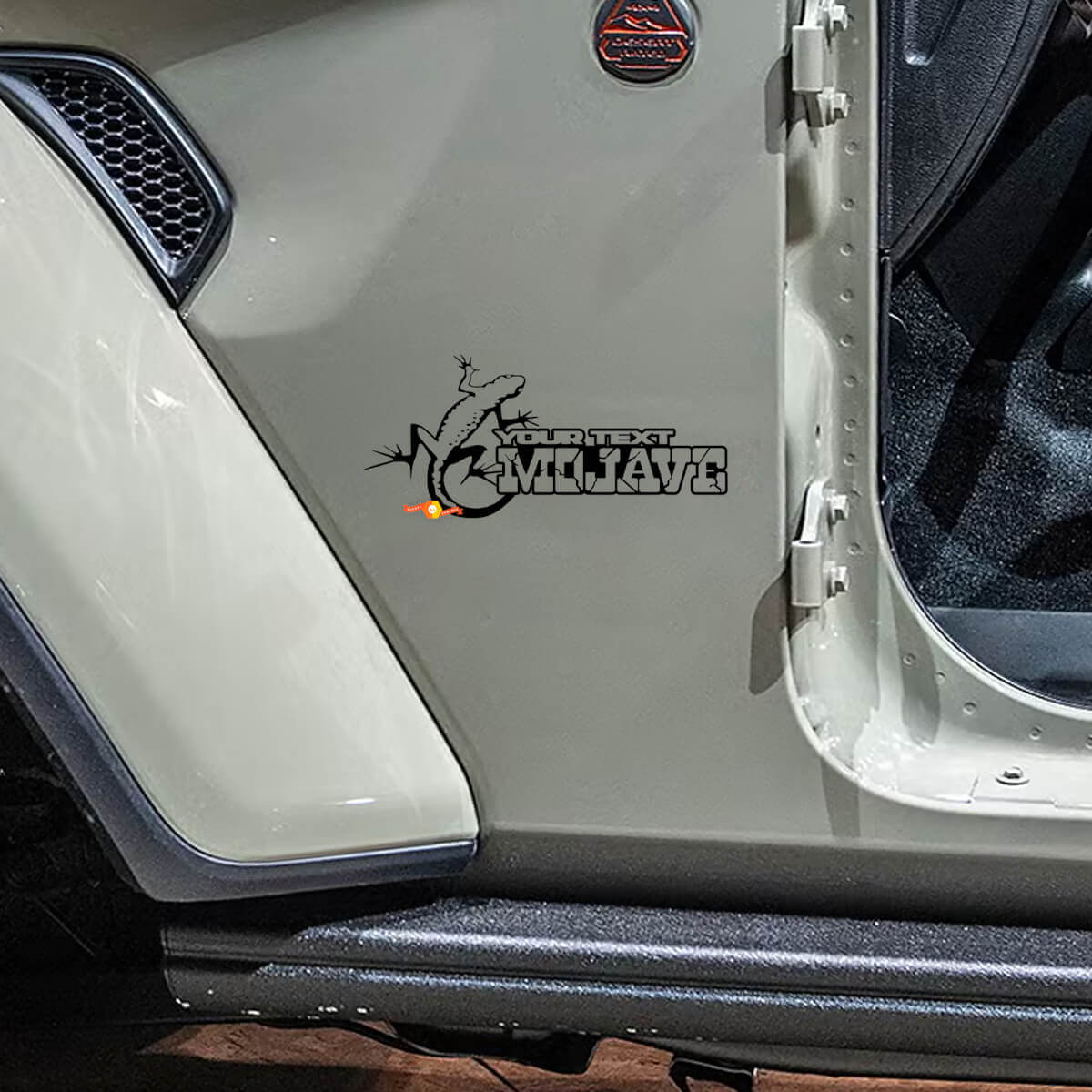 Ensemble d'autocollants vinyles latéraux Custom Text Mojave Gecko pour Jeep Wrangler Rubicon