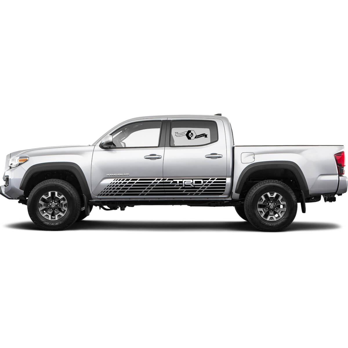 Autocollant en vinyle latéral à rayures damier TRD pour Toyota Tacoma 2016-2019
