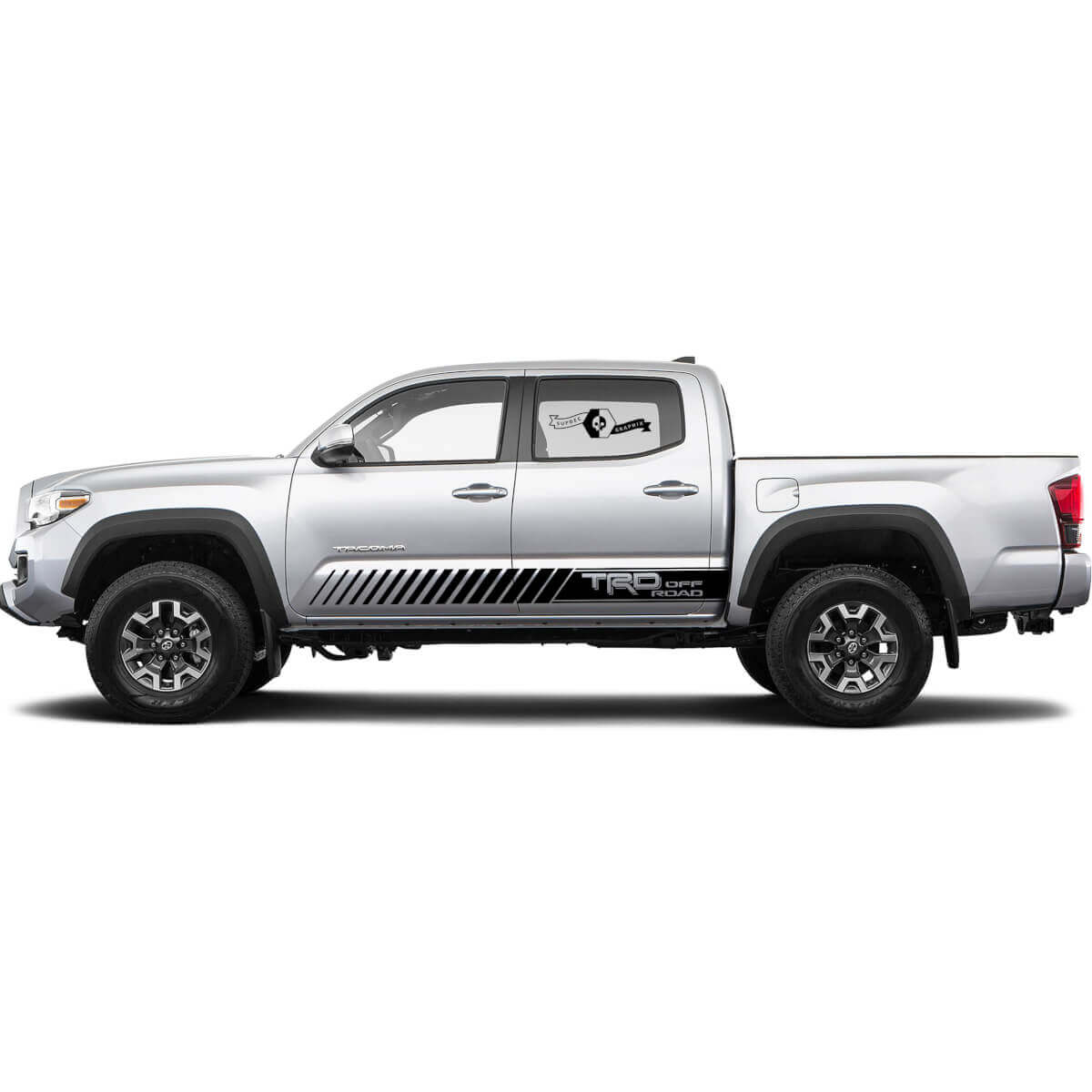 Autocollant vinyle latéral à rayures de style stroboscope TRD Off Road pour Toyota Tacoma 2016-2019